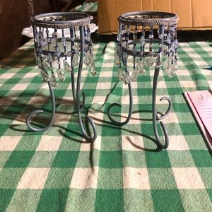 Glass Candle Holders with Dangles and Candle Holders (not pictured)
